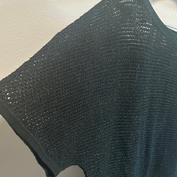 Black Sparkly Knit Short Sleeve Top - Picture 6 of 11